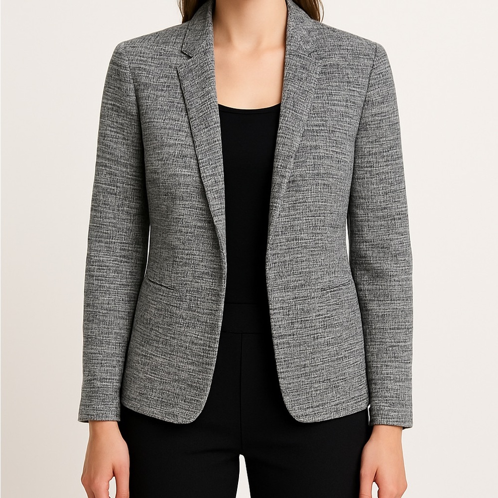 J.Crew 365 Textured Tweed Blazer Jacket Gray Black Open Frontl